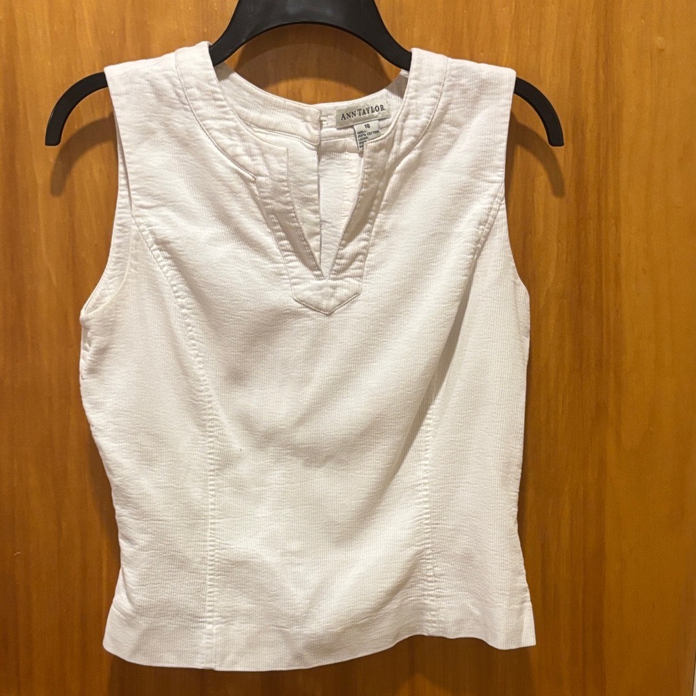 Ann Taylor Cream Sleeveless Blouse